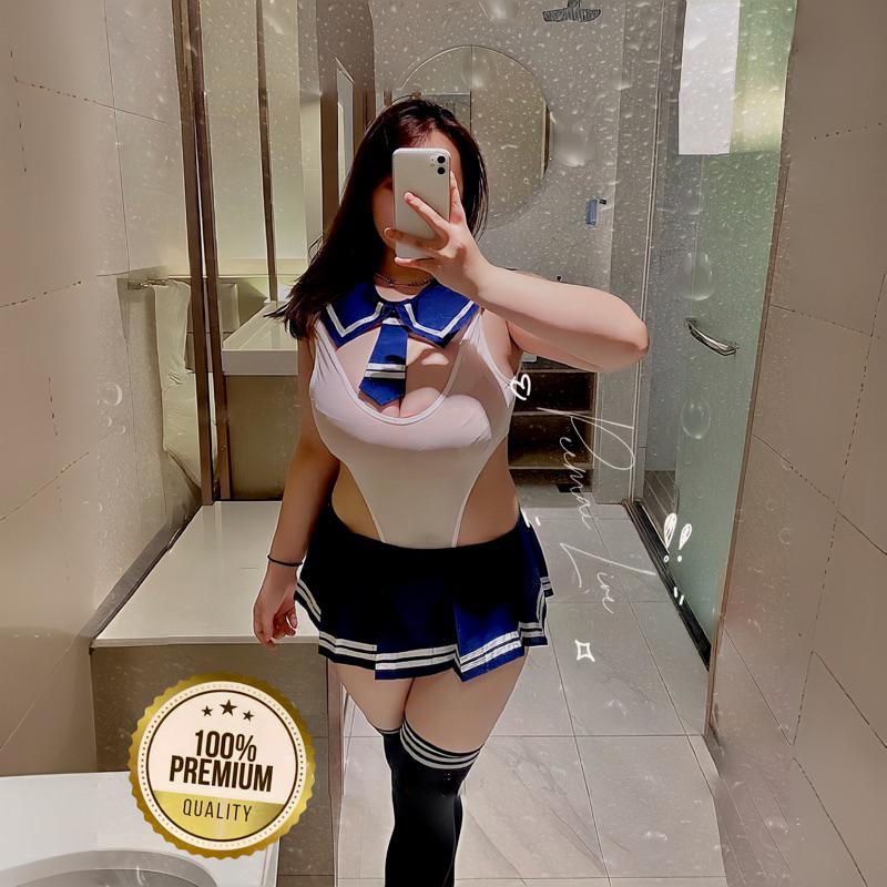 P263ชุดนักเรียนคอสเพลย์สาวอวบ(XXL อก30-48นิ้ว) ชุดนอนเซ็กซี่ 👑เกรดพรีเมี่ยมXXL แฟชั่นชุดนักเรียนญี่ป