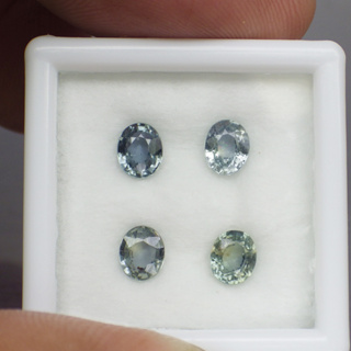 พลอย แซฟไฟร์ ดิบ สด แท้ ธรรมชาติ ( Unheated Natural Sapphire ) จำนวน 4 เม็ด หนักรวม 1.93 กะรัต