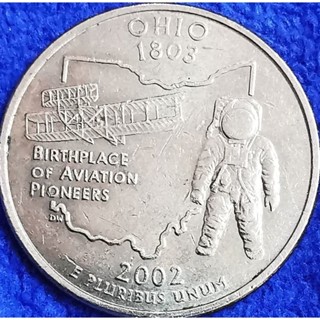 เหรียญ​หมุนเวียน​USA, 0.25 USD, State quarter, Ohio, #2713T, ใช้แล้ว​