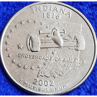เหรียญ​สหรัฐอเมริกา​ USA, 1​ Quarter, (Indiana), ชุด​ State​ Quarter, #​2061L, ใช้แล้ว