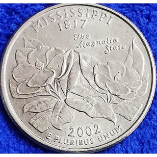 เหรียญ​สหรัฐอเมริกา​ USA, 1​ Quarter, (ชุด​State​ quarter, Mississipi), #​3071L, ใช้แล้ว