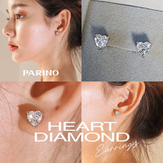 Heart Diamond Earrings ต่างหูเพชร CZ เหมาะสำหรับผิวแพ้ง่าย (ฟรีกล่องต่างหู)