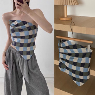 Theyourlooks พร้อมส่ง Irregular checked tube เกาะอกเฉียง ลายตาราง 🎱🎳