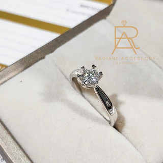 แหวนเงินแท้ ฝังเพชร Moissanite เตยหัวใจ 0.5 กะรัต พร้อมใบเซอร์ ชุบทองคำขาว