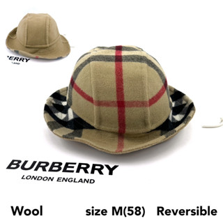 Burberry wool bucket hat M หมวกบัคเก็ต เบจ ครีม classic monogram ของแท้ หมวก แบรนด์เนม หมวกมีปีก ผู้หญิง ผู้ชาย