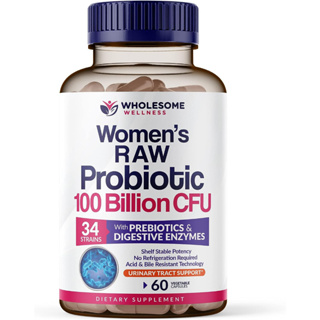 โพรไบโอติก  สูตรสำหรับผู้หญิง  Wholesome -Wellness Womens Raw Probiotics 100 Billion CFU