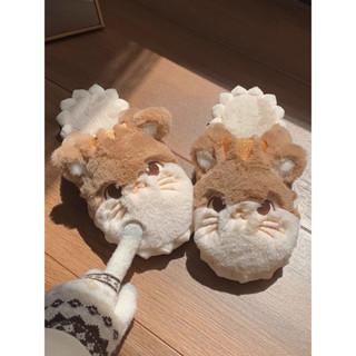 WP17 - Meow Meow Puffy Slipper - รองเท้าใส่ในบ้าน รองเท้าสลิปเปอร์