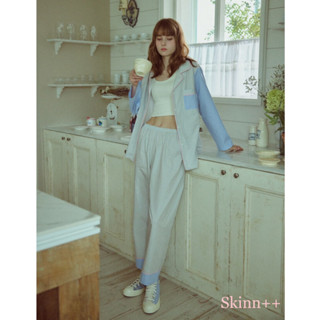 Blue Cotton Strips Pajamas Set (Made in Korea)