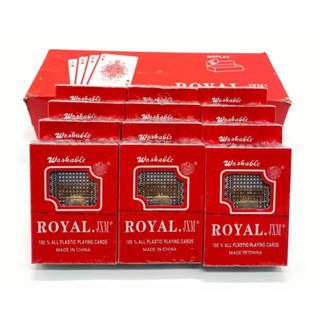 12 สำรับ พลาสติก royal.jxm ใบเล็ก กล่องแดง ขอบขาว อย่างดี สุดฮิต