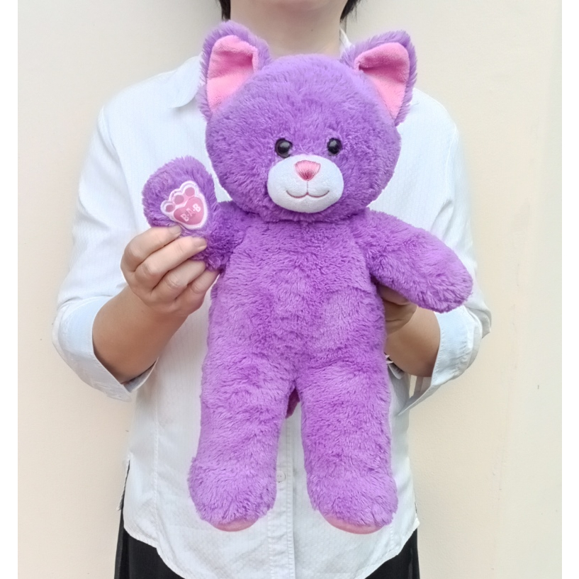 ตุ๊กตาแมวบิ้วอะแบร์ รุ่นปี 2017 Build A Bear Purple Kitty Cat Kitten Pink Ears and Paws ขนาด 16 นิ้ว