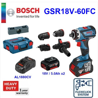 BOSCH สว่านไร้สาย รุ่น GSR18V-60FC มาพร้อมแบต แท่นชาร์ต เครื่องมือช่าง รับประกัน