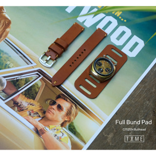 สายนาฬิกาหนังแท้ สำหรับ 18mm 20mm 22 mm สีแทน full bund pad watch strap สายนาฬิกา พร้อมบัคเคิล