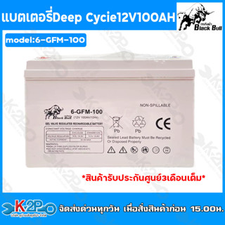 Black Bull แบตเตอรี่แห้ง เจล Deep Cycle GEL Battery 12V 100AH ตีลังไม้ส่งทุกลูก แบตเตอรรี่สำหรับโซล่าเซลล์