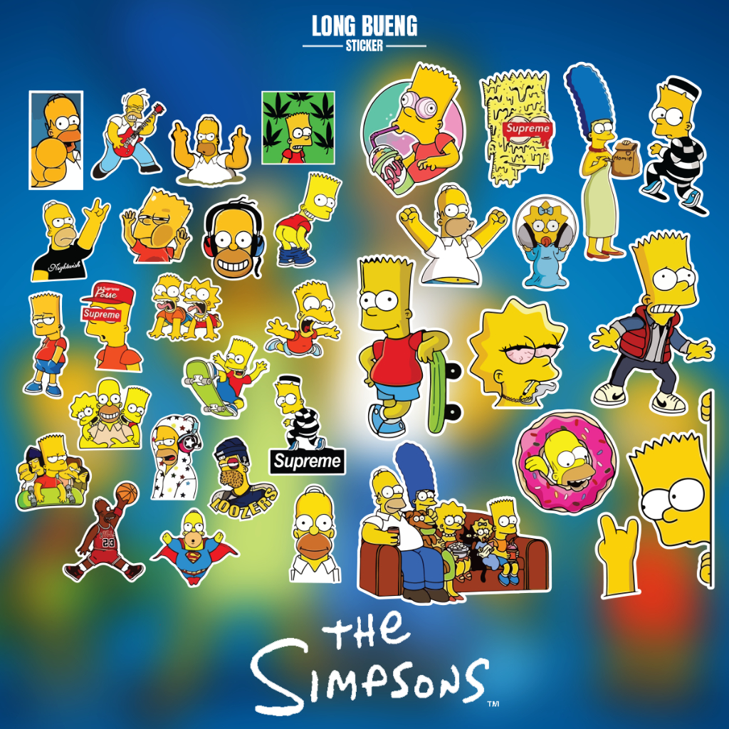 ( พร้อมส่ง ) สติ๊กเกอร์ The Simpsons ติดรถ แก้วน้ำ แต่ง vespa แบบเท่ๆไม่เหมือนใคร สติ๊กเกอร์ กันน้ำได้ 100%