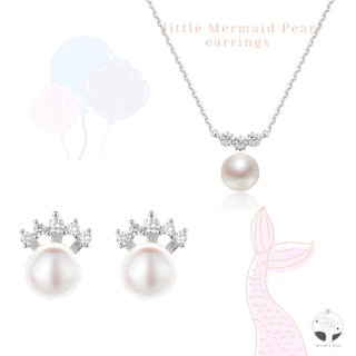 MNL💗สร้อยคอจี้ไข่มุก Little Mermaid Pearl สไตล์มินิมอล เครื่องประดับผู้หญิง แฟชั่น เงินแท้ ไม่ลอกดำ แบบเซ็ท วันเกิด
