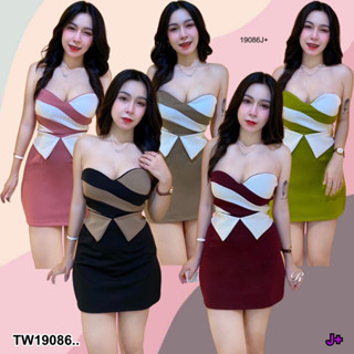 👗Pfashion [ส่งไวมาก🚛] TW19086 Set 2 ชิ้น เกาะอก + กระโปรง ..