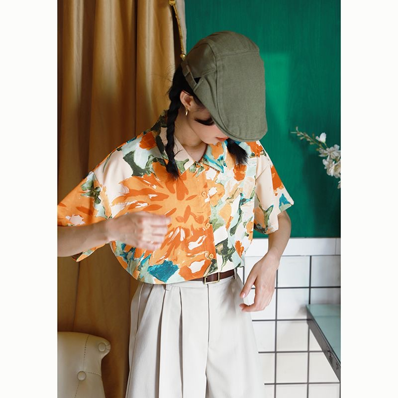 เสื้อเชิ้ตแขนสั้น ฮาวาย ลายดอกไม้ เสื้อแฟชั่นผู้หญิงน่ารักๆ ใหม่ล่าสุด - รูปที่ 5