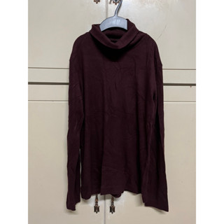 Uniqlo Heattech เสื้อ wool คอเต่า ขนาด XL สีแดง Red Wine ส่งต่อ