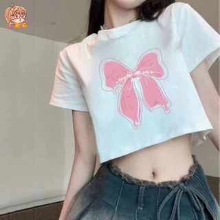 annacny เสื้อยืดสกรีนลายโบว์ 🎀 เสื้อยืดแฟชั่นเท่ห์ๆ มินิมอลน่ารักสุดๆ คอกลมแขนสั้น พร้อมส่ง TS1149