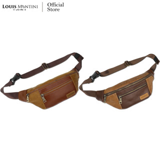 Louis Montini (JOHNNY) กระเป๋าคาดอก หนังแท้ทั้งใบ กระเป๋าคาดอกผู้ชาย หนังวัวแท้ Genuine leather belt bag BCG11