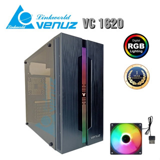 VENUZ Acrylic Side ATX รุ่น VC1620 with RGB LED Lighting &amp; Rainbow เคสฝาใสไฟ RGB Fan - BLACK