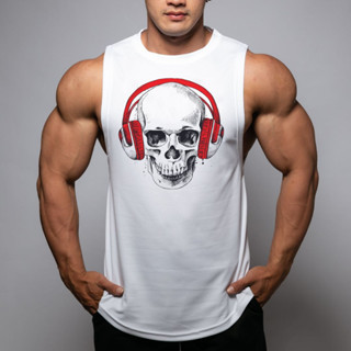 SKULL เสื้อแขนกุดเว้าแขนกว้าง Drop Arm Sleeveless Muscle Shirt