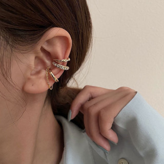 golden &amp; chain ear cuff set - morning.earrings