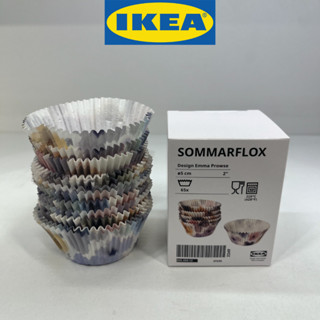 IKEA อิเกีย SOMMARFLOX ซอมมาร์ฟล็อกซ์ ถ้วยกระดาษจีบ, มีลาย/ลายดอกไม้ หลากสี