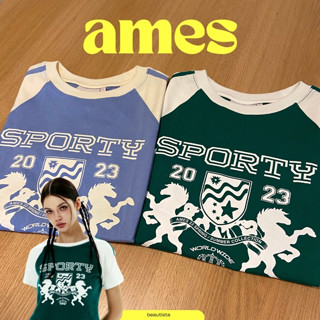 เสื้อ Ames รุ่น SPORTY LOGO CROP RAGLAN สุดน่าร้ากกก