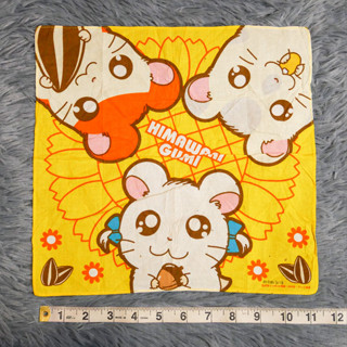 ผ้าเช็ดหน้า ลาย หนูแฮมทาโร่ หนูแฮมเตอร์ Hamtaro ผ้าเช็ดหน้ามือสอง