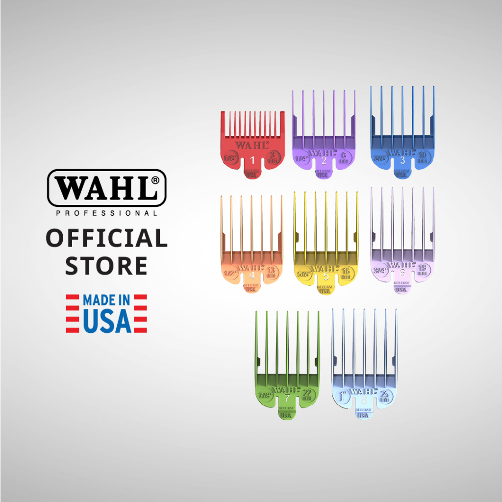 Wahl Color Coded Attachment Cutting Guide Combs 8pcs - อุปกรณ์เสริมของแท้, แบตเตอร์เลี่ยน, ปัตตาเลี่ยน