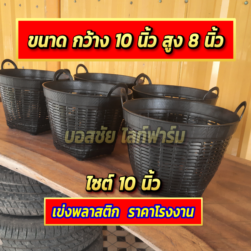 เข่งพลาสติก ตะกร้าพลาสติก หนา แข็งแรง เข่งสีดำ เข่งปลูกต้นไม้