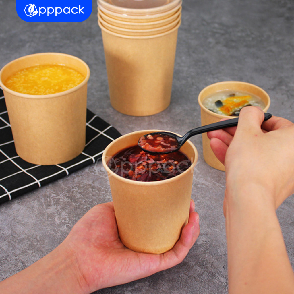 (แพค25ใบ) ถ้วยกระดาษคราฟท์ จำหน่ายพร้อมฝา ถ้วยไอติม กระปุกขนม - รูปที่ 2