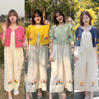 พร้อมส่ง✨Sale เหลือ290 ชุดเซ็ต 2 ชิ้น จั๊มขายาว+เสื้อคลุม งานผ้าฝ้าย