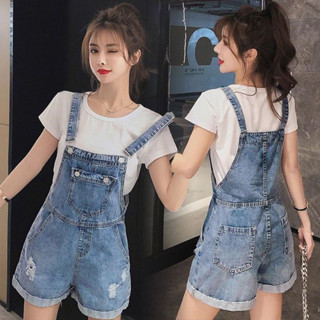 พร้อมส่ง ไซส์ S Mixmall เอี้ยมยีนส์ขาสั้น ชุดเอี้ยมกางเกงขาสั้น ผ้าดี Denim Jumpsuit Short Jeans