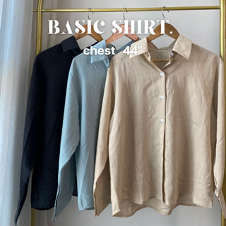 basic shirt(รหัสBS)เสื้อเชิ้ตผ้าคอตตอนสลาฟ เสื้อเชิ้ต