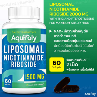 Aquifoly Liposomal Nicotinamide Riboside 2000 mg with TMG and Pterostilbene for Maximum Absorption,60 Softgels(Sku.2323)