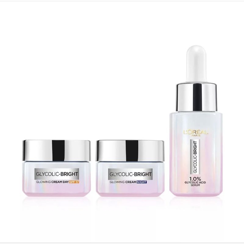 ถูกที่สุด L'ORÉAL PARIS Glycolic-Bright Instant Glowing Serum/Day Cream/Night Cream [15ml.]