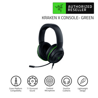 Razer Kraken X Console - For PC/PS4/PS5 With 7.1 surround sound Software 3.5mm Wired Gaming Headset Console - Green (หูฟังเกมมิ่ง)