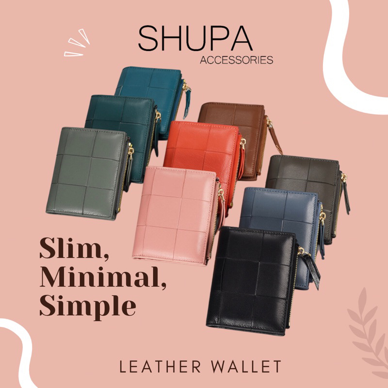 กระเป๋าสตางค์ผู้หญิง หนังวัวแท้ 100% ทรง BTG short wallet หนังดีมาก