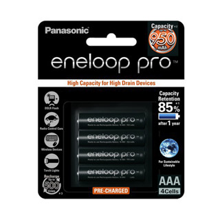 แบตเตอรี่ ถ่านชาร์จ Battery Ni-MH Panasonic eneloop pro AAA 950 mAh Rechargeable (Pack 4)