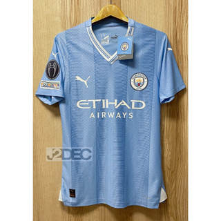 เสื้อฟุตบอล [เกรด Player] *Man City* (เรือใบสีฟ้า)  Home kits. 23/24 # สามารถเพิ่มชื่อนักเตะ / อาร์มUCL. ได้.#