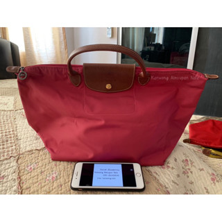 กระเป๋า longchamp lepliage M หูสั้น สีชมพู candy แท้มือสองค่ะ