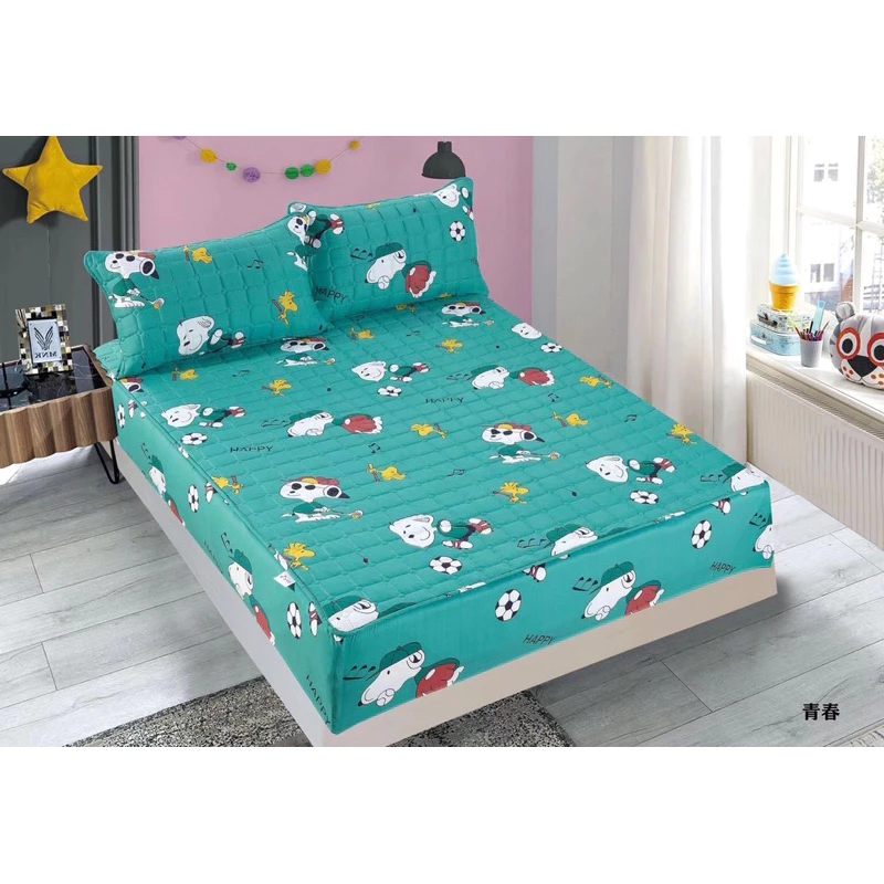 ผ้าปูที่นอนเสริมใย กันไรฝุ่น ลายน่ารัก 3.5ฟุต/5ฟุต/6ฟุต thumbnail 5