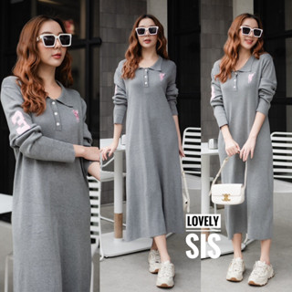 🌈🌿🌸🌺🌼🧡🇰🇷 Knit Polo Long Sleeve Maxi Dress