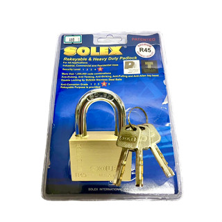 กุญแจ SOLEX R-PREMIUM 40mm คอสั้น ทองเหลืองแท้ทนกรด (ระบบลูกปืน)