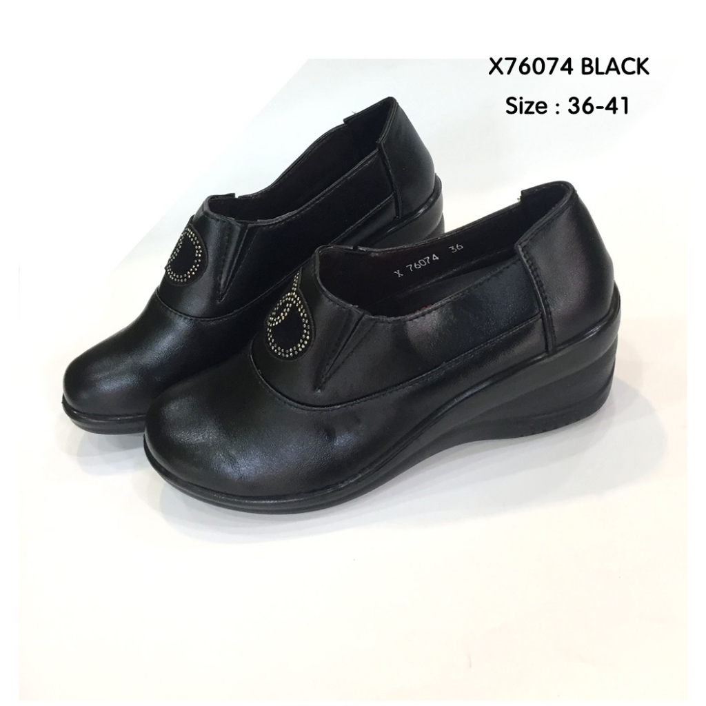 OXXO รองเท้าคัชชู เพื่อสุขภาพหนังนิ่ม นักเรียน ส้นเตารีด พี้นสูง2นิ้ว ใส่สบาย X76074