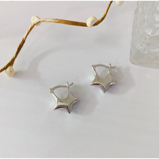 353-five-pointed star earrings 925 silver needle ต่างหูแบบเจาะ รูปดาวห้าแฉก เป็นก้านเงิน 92.5