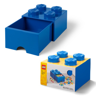 LEGO Storage Drawer Brick 4 Blue กล่องเลโก้ มีลิ้นชัก กล่องอเนกประสงค์ สีน้ำเงิน 25x25x18 cm