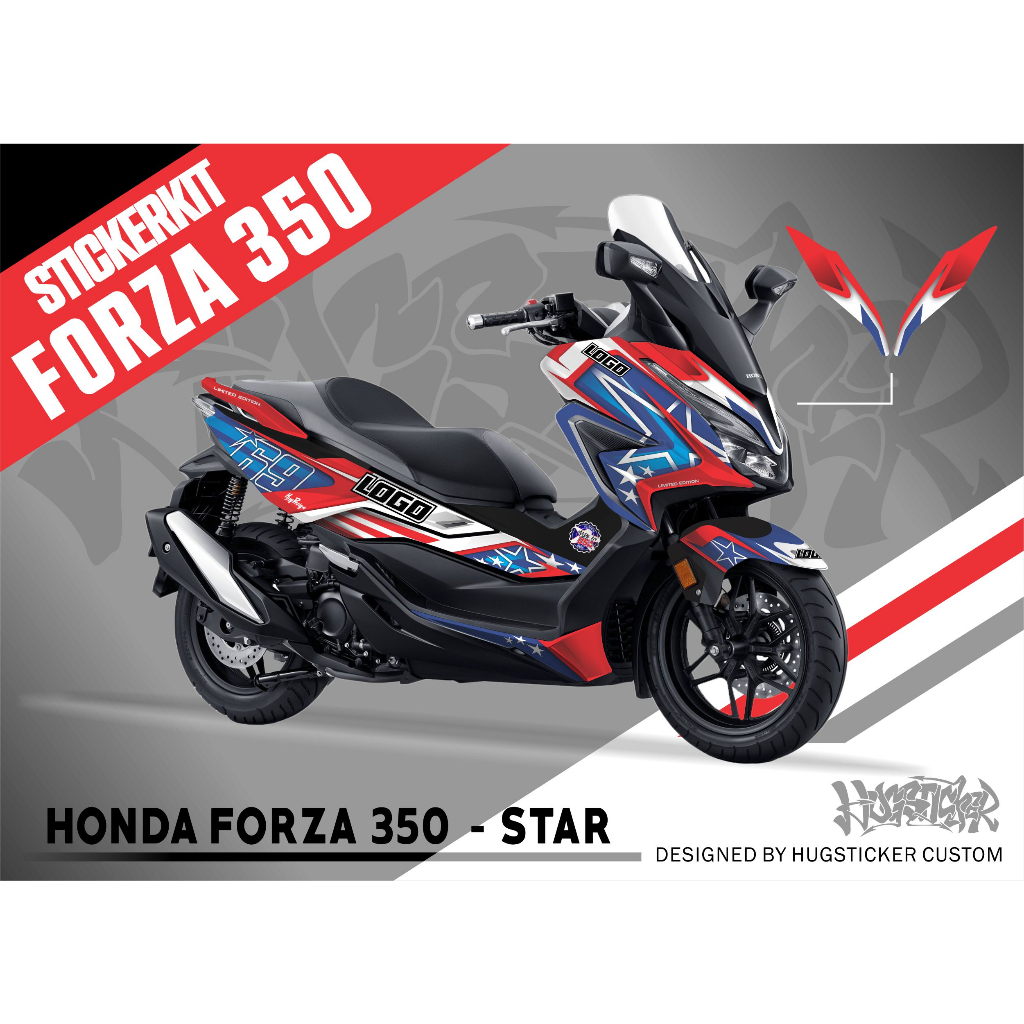 Hugsticker สติ๊กเกอร์แต่งรถ สติ๊กเกอร์ Forza 300 / สติ๊กเกอร์ Forza 350 ลาย Star